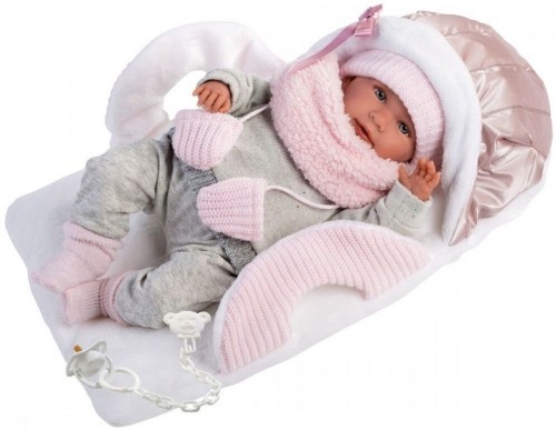 Llorens Кукла младенец Мими 42 см (сумка переноска, плачет, говорит, с соской, мягкое тело) Испания LL74004 image 4