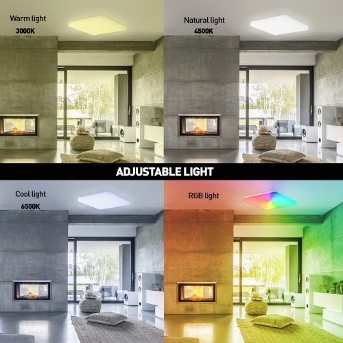 Tellur Smart WiFi Ceiling Light, RGB 24W, Square, White image 4