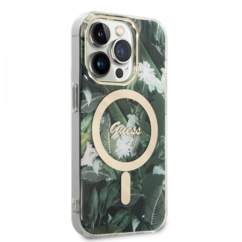 Zestaw Guess GUBPP14LHJEACSA Case+ Charger iPhone 14 Pro 6,1" zielony|green hard case Jungle MagSafe image 4