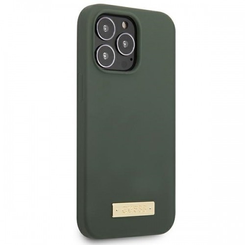 Guess GUHMP13XSPLA iPhone 13 Pro Max 6,7" zielony|khaki hard case Silicone Logo Plate MagSafe image 4