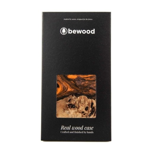 Wood and Resin Case for iPhone 13 Pro Max MagSafe Bewood Unique Orange - Orange and Black image 4