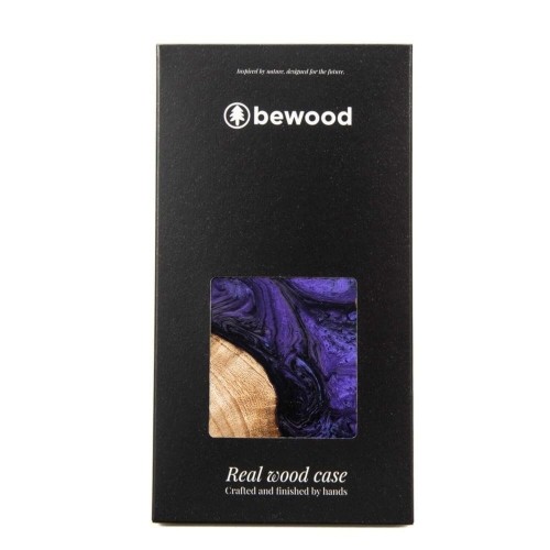 Wood and Resin Case for iPhone 13 Pro MagSafe Bewood Unique Violet - Purple and Black image 4