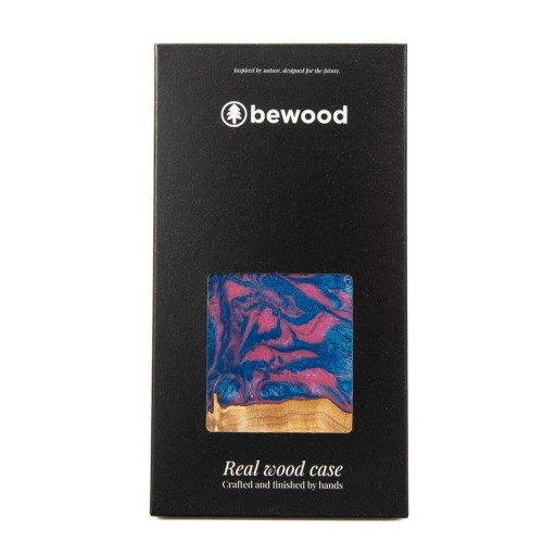 Bewood Unique Vegas wood and resin case for iPhone 13 Pro - pink and blue image 4