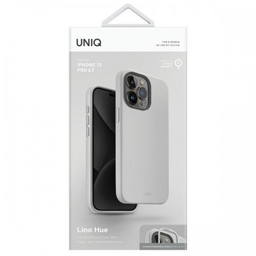 UNIQ etui Lino Hue iPhone 15 Pro Max 6.7" Magclick Charging jasnoszary|chalk grey image 4