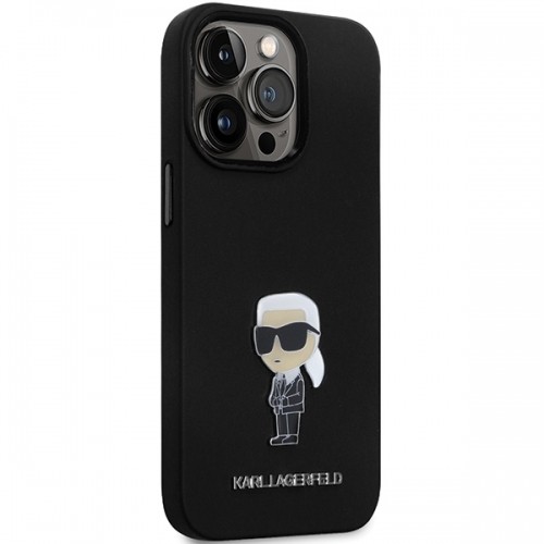 Karl Lagerfeld KLHCP13LSMHKNPK iPhone 13 Pro | 13 6.1" czarny|black Silicone Ikonik Metal Pin image 4