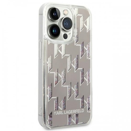 Karl Lagerfeld KLHCP14LLMNMS iPhone 14 Pro 6,1" hardcase srebrny|silver Liquid Glitter Monogram image 4