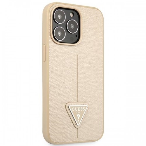 Guess GUHCP14LPSATLE iPhone 14 Pro 6,1" beżowy|beige hardcase SaffianoTriangle Logo image 4