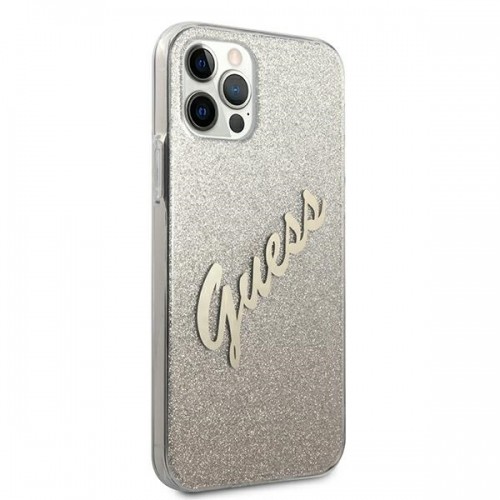 Guess GUHCP12MPCUGLSGO iPhone 12|12 Pro 6,1" złoty|gold hardcase Glitter Gradient Script image 4