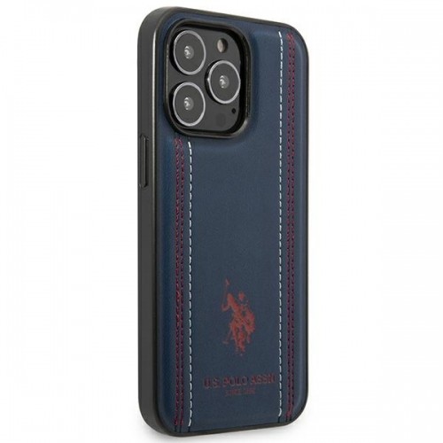 U.s. Polo Assn. U.S. Polo PU Leather Stitched Lines Case for iPhone 14 Pro Max Navy image 4