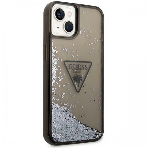 Guess PC|TPU Liquid Glitter Triangle Logo Case for iPhone 14 Black image 4