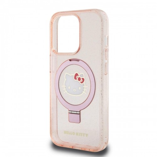 Hello Kitty IML Ringstand Glitter Kitty Head Logo MagSafe Case for iPhone 15 Pro Max Pink image 4