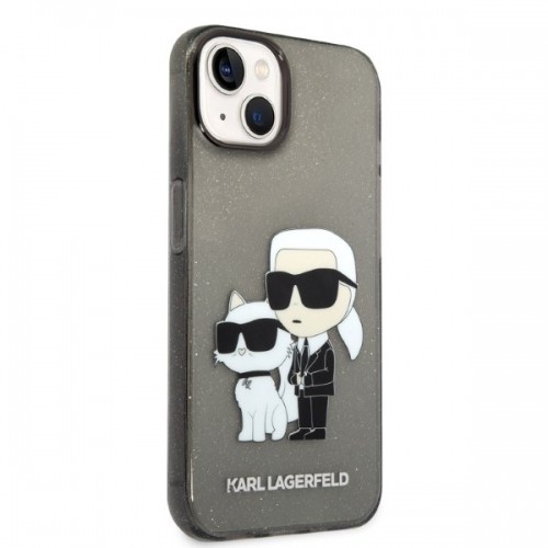 Karl Lagerfeld IML Glitter Karl and Choupette NFT Case for iPhone 14 Plus Black image 4