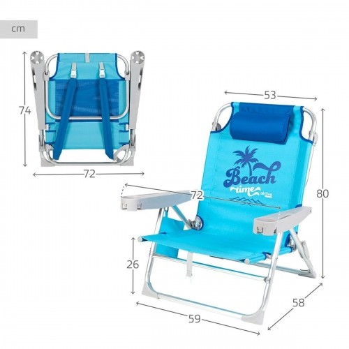Pludmales krēsls Aktive Locīšana Zils 53 x 80 x 58 cm (2 gb.) image 4