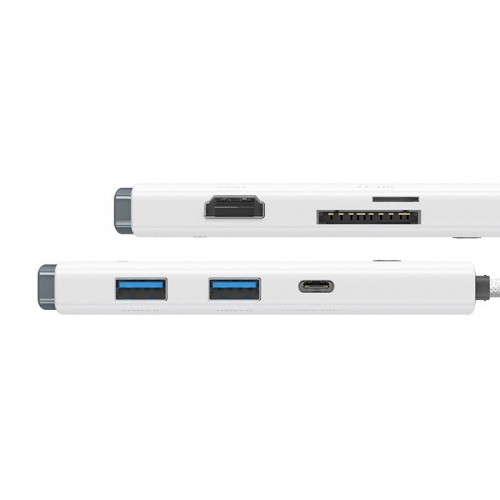 Hub 6in1 Baseus Lite Series, USB-C to 2x USB 3.0 + HDMI + USB-C + TF|SD (white) image 4