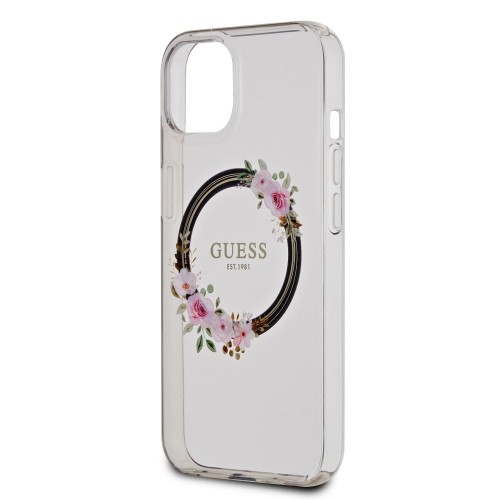 Guess PC|TPU Flowers Ring Glossy Logo MagSafe Case for iPhone 13 Black image 4