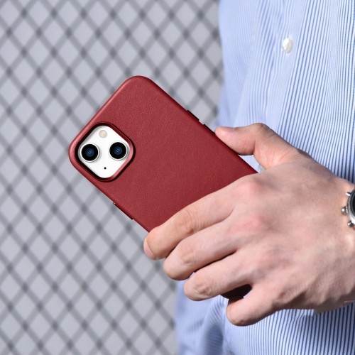 iCarer Case Leather case cover made of natural leather for iPhone 14 Plus red (compatible with MagSafe) image 4