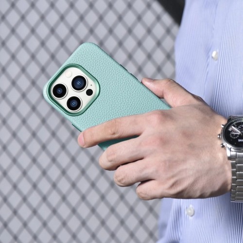 iCarer Litchi Premium Leather Case iPhone 14 Pro Max Magnetic Leather Case with MagSafe Green (WMI14220712-GN) image 4