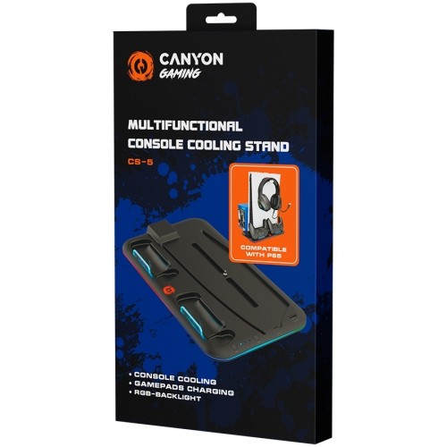CANYON CS-5, PS5 Charger stand, with RGB light, 315*185*28mm, with 23CM+0.5cm cable, 475±10g, Black image 4