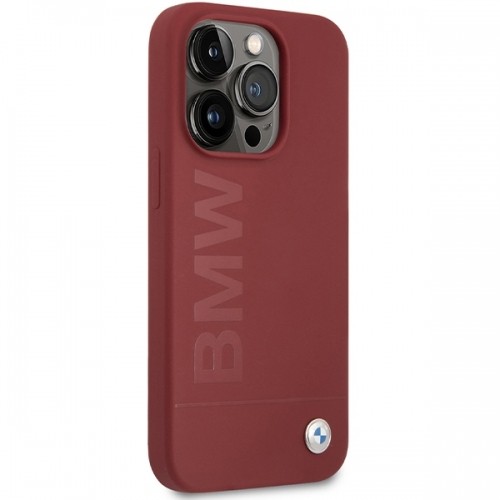 BMW BMHMP15LSLBLRE iPhone 15 Pro 6.1" czerwony|red hardcase Silicone Big Logo MagSafe image 4