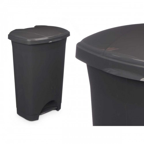 Bigbuy Home Atkritumu tvertne ar pedāli Antracīts Plastmasa 50 L (3 gb.) image 4