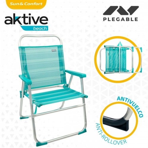 Пляжный стул Aktive бирюзовый 48 x 88 x 50 cm Алюминий Складной (4 штук) image 4