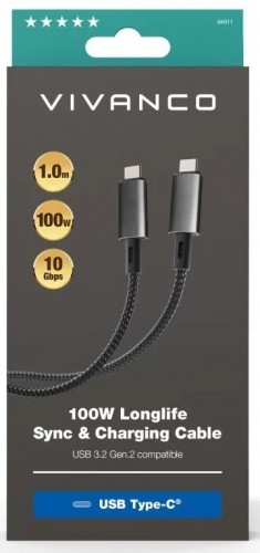 Vivanco cable USB-C - USB-C 3.2 LongLife Charging 100W 1m (64011) image 4