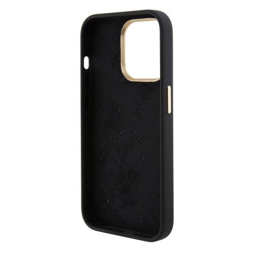 Guess Liquid Silicone 4G Strass Metal Logo Case for iPhone 15 Pro Black image 5