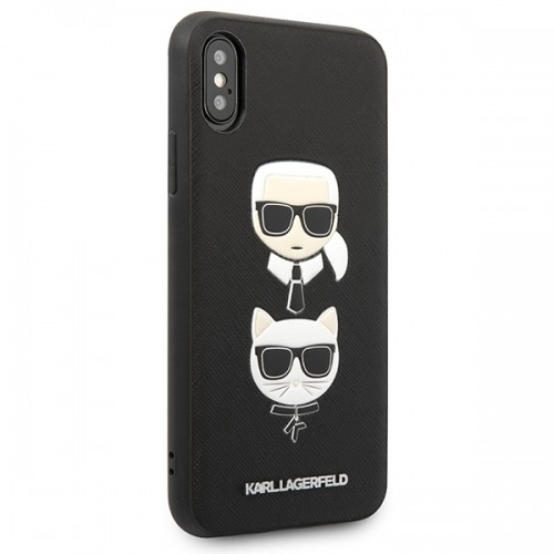 Karl Lagerfeld KLHCPXSAKICKCBK iPhone X|XS czarny|black hardcase Saffiano Karl&Choupette Head image 5