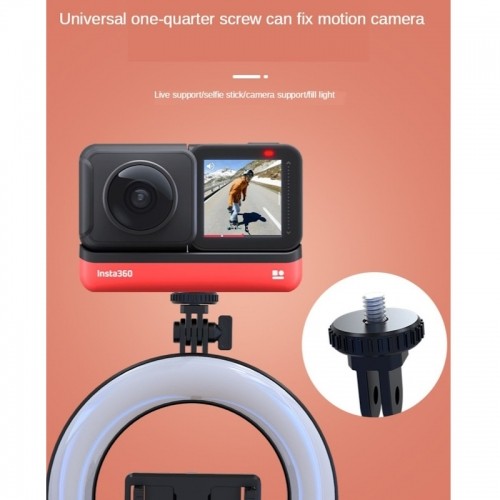 CP X5 LED 16cm Uzlādējama Selfie Lampa ar BT Pulti & Rokturi + Grīdas statīvu 20-90cm + Telefona image 5