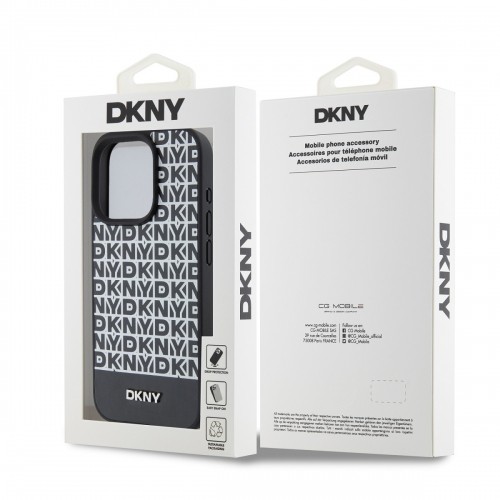 DKNY PU Leather Repeat Pattern Bottom Stripe MagSafe Case for iPhone 14 Pro Black image 5