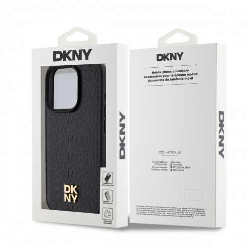 DKNY PU Leather Repeat Pattern Stack Logo MagSafe Case for iPhone 15 ro Max Black image 5