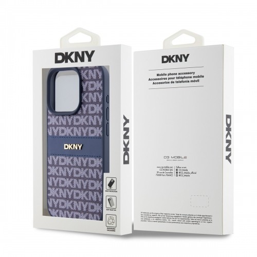 DKNY PU Leather Repeat Pattern Tonal Stripe Case for iPhone 14 Pro Blue image 5