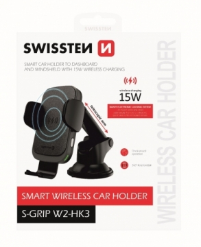 Swissten W2-HK3 Универсальный Держатель C 15W Беспроводной Зарядкой + Micro USB Провод 1.2м Черный