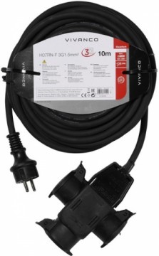 Vivanco extension cable H07RN-F 3 sockets 10m, black (61154)