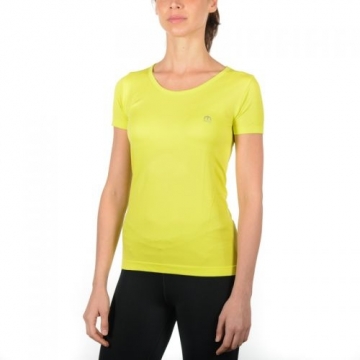 Mico Woman Half Sleeves R Neck Skintech Shirt / Dzeltena / M / L