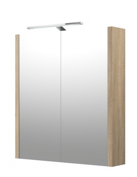 Шкафчик с зеркальными дверцами и GARDA LED подсветкой Raguvos Baldai LUNA, SERENA 60 CM grey oak 1402310