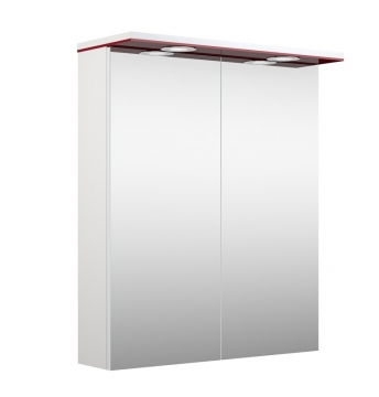 Шкафчик с зеркальными дверцами и LED подсветкой Raguvos Baldai ALLEGRO 61 CM glossy red/white 1104309