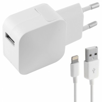 Зарядное для розетки + Кабель для быстрой зарядки Lightning FMI KSIX 2.4A USB iPhone Белый