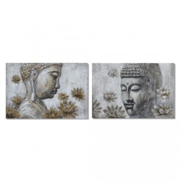 Glezna DKD Home Decor Ciedra Canvas Buda (2 pcs) (120 x 2.8 x 80 cm)