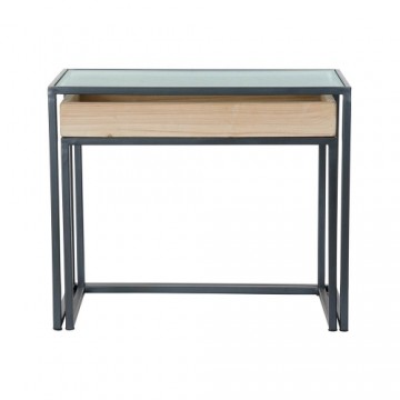 Вспомогательный стол DKD Home Decor Металл Стеклянный (2 pcs)