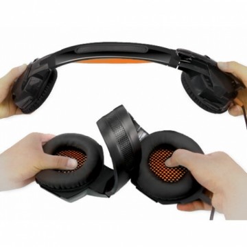 Игровые наушники REAL-EL GDX-7700 SURROUND 7.1 с микрофоном, черно-оранжевые