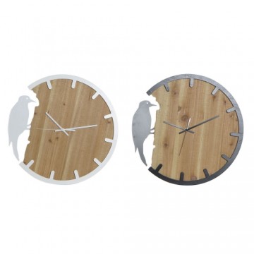 Настенное часы DKD Home Decor Чёрный Белый Железо Птица Деревянный MDF (50 x 3.5 x 50 cm) (2 pcs)