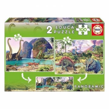 Детский паззл Dino World Educa (2 x 100 pcs)