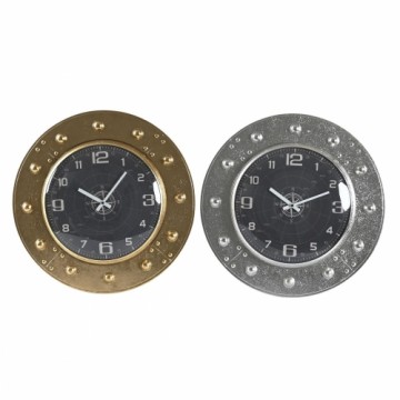 Настенное часы DKD Home Decor Стеклянный Серебристый Чёрный Позолоченный Железо (48,5 x 6 x 48,5 cm)