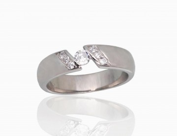 Серебряное кольцо #2101797(PRh-Gr)_CZ, Серебро	925°, родий (покрытие), Цирконы , Размер: 18, 4.6 гр.