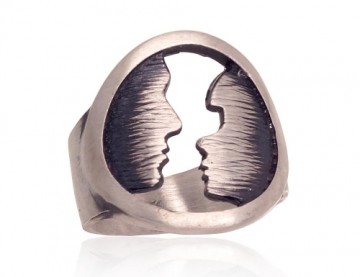 Серебряное кольцо #2101769(Matt+POx-MattBk), Серебро	925°, оксид (покрытие), Размер: 18.5, 5.9 гр.