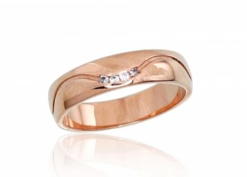 Золотое обручальное кольцо #1100543(Au-R)_CZ, Красное Золото	585°, Цирконы , Размер: 17.5, 4.08 гр.