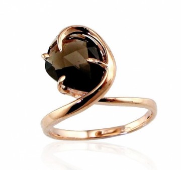 Золотое кольцо #1100087(Au-R)_KZSM, Красное Золото	585°, Дымчатый кварц , Размер: 17, 3.45 гр.