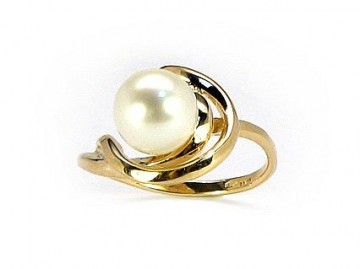 Zelta gredzens #1100047(Au-Y)_PE, Dzeltenais Zelts	585°, Pērles , Izmērs: 17.5, 3.52 gr.