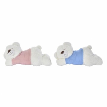 Плюшевый медвежонок DKD Home Decor Синий Розовый полиэстер Белый Детский Лежа (2 штук)